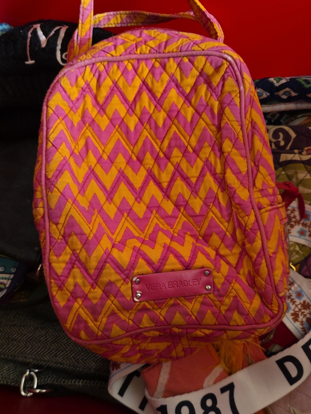 Vera Bradley Pink & Yellow Quilted Lunch Bag